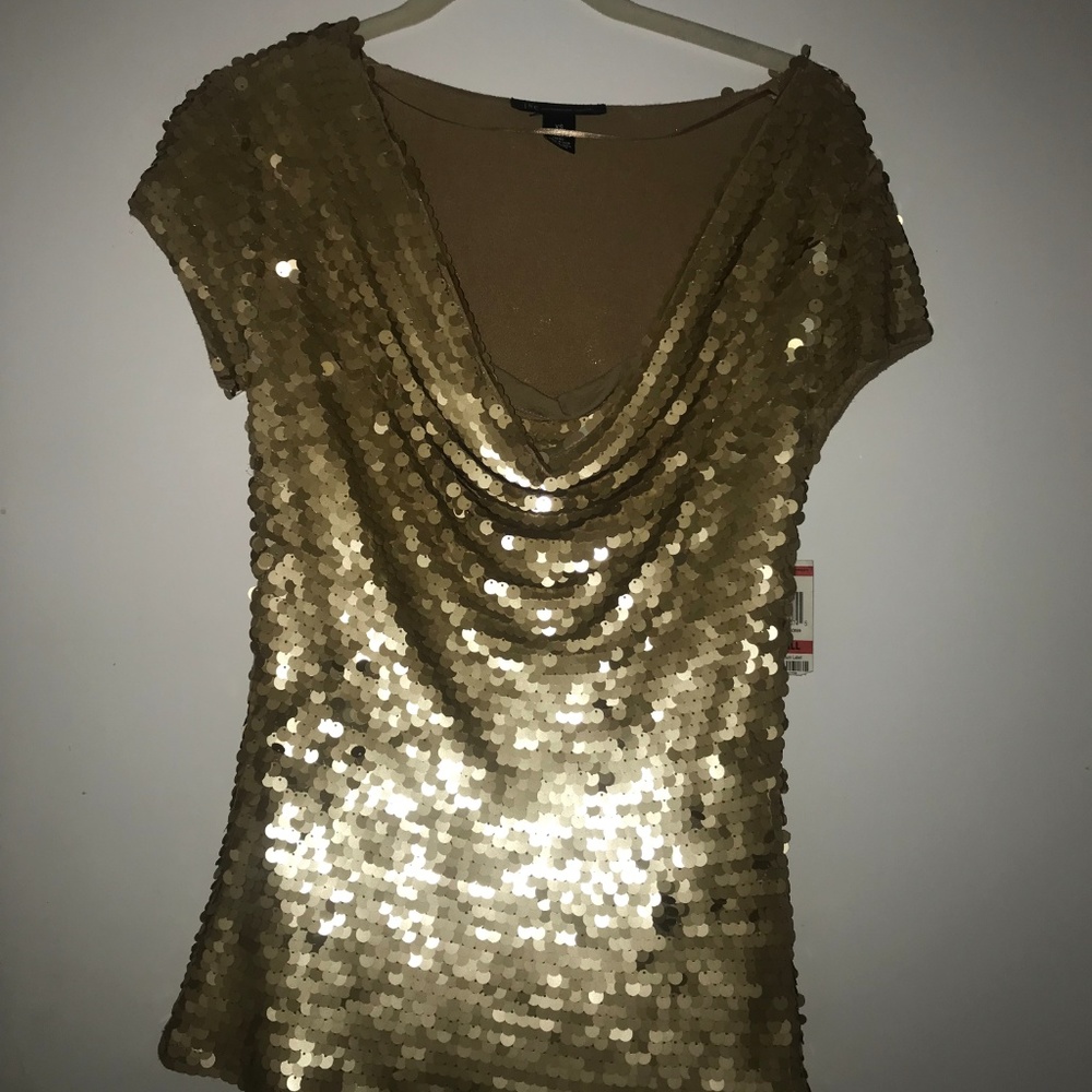 International Concepts Gold Sequin Shirt